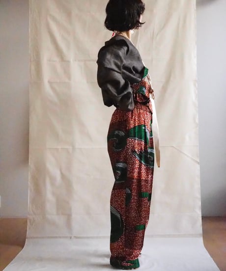 batik tuck pants -red-