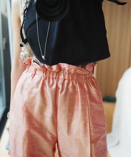 India silk pants -coral pink-
