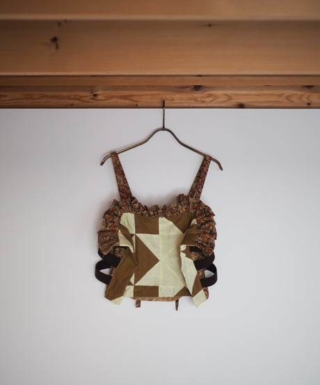 India patchwork frill camisole ーbrown,terracotta-