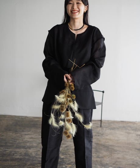 India silk pants-black-