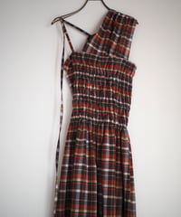 madras check 2way dress -red-
