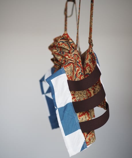 India patchwork flill キャミソール -blue,terracotta-