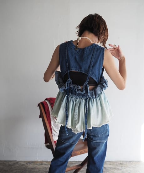 157×Y.A.Acc lots of gathers blouse-INDIGO-