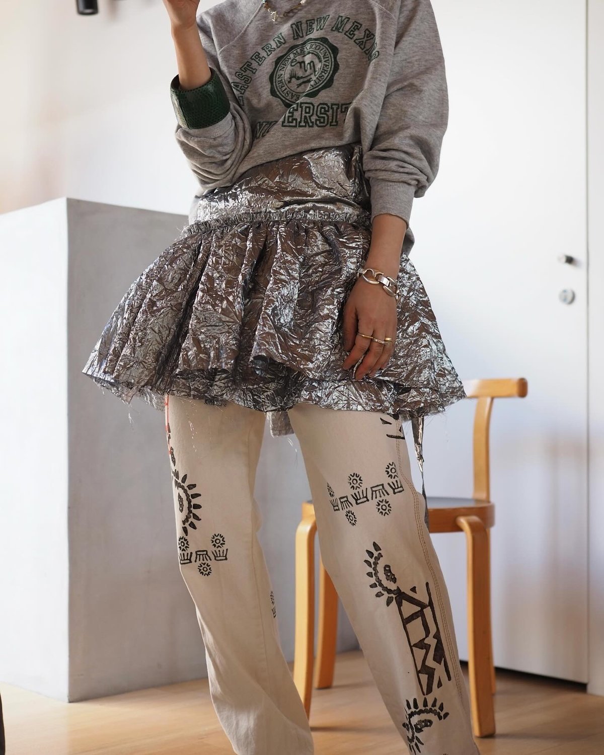 HAKU full gather skirt -silver- | Y.A.Acc 