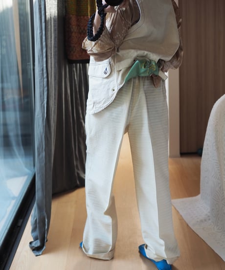 India silk pants -ivory border-
