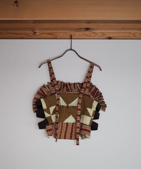 India patchwork flill キャミソール -brown, red-