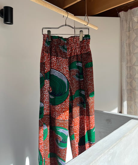 batik tuck pants -red-