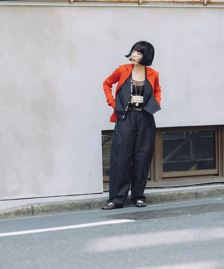wool  tuck curve pants