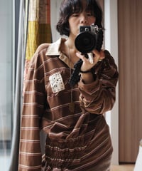 revive rugger shirring shirt -brown-