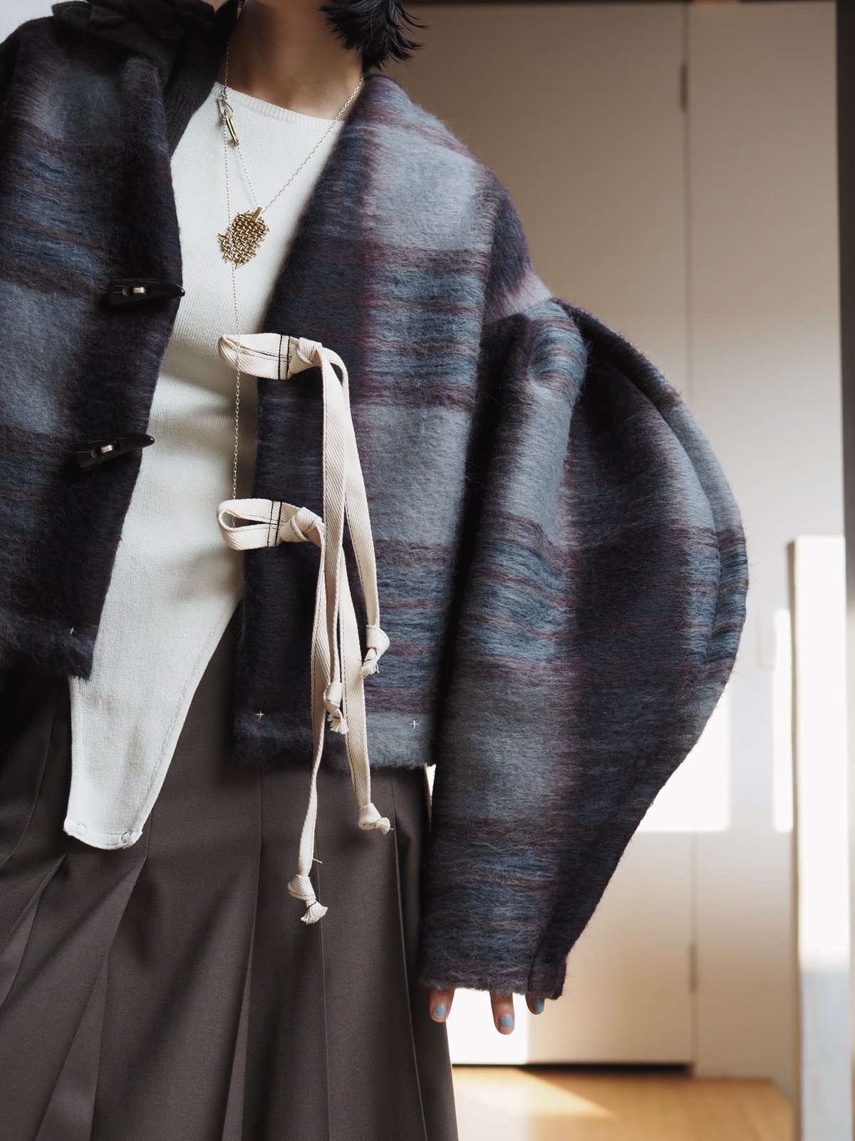 mohair arch arm jacket -check- | Y.A.Acc