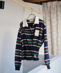 revive rugger shirring shirt -navy-