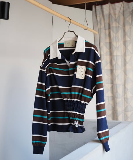 revive rugger shirring shirt -navy-