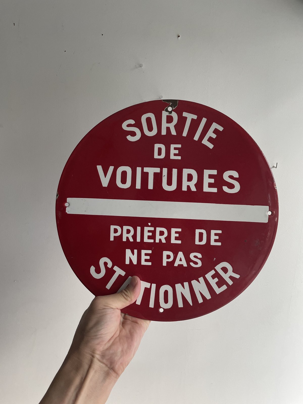 フランス　駐車禁止　ホーロープレート フランス駐車禁止ホーロープレート