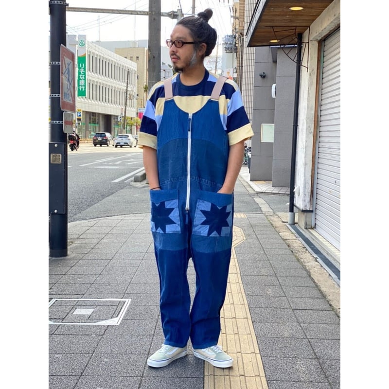 ナスングワム ローンスター Nasngwam. パッチワーク ベスト Nasngwam. 『LONESTAR OVERALL(BLUE) Lサイズ』 | S K U