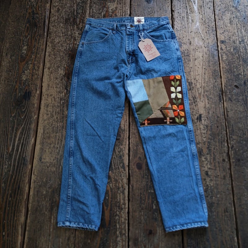 ナスングワム Nasngwam ヴィンテージ加工ジーンズ デニムパンツ Nasngwam ナスングワム | SASHIKO EASY DENIM PANTS 刺子