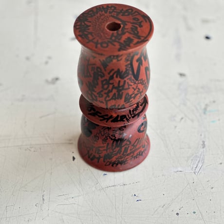 INTERVENTIONS #010 / Wooden Candle Stand × Black Paint