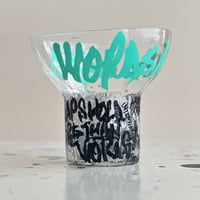 INTERVENTIONS #006 / Glass Vase × Black/Silver/Turquoise Paint