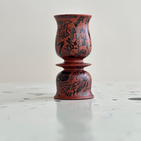 INTERVENTIONS #010 / Wooden Candle Stand × Black Paint