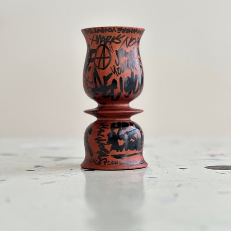 INTERVENTIONS #010 / Wooden Candle Stand × Black Paint