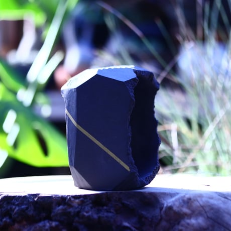N/OH   澪標  盆栽鉢 / SS /  rich Black ＋ gold line   no.123/22