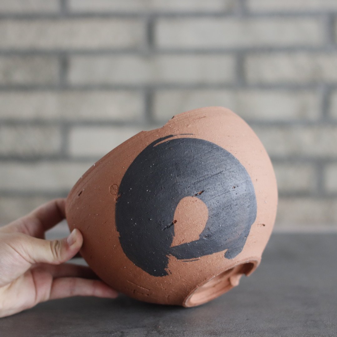 N/OH / コロ鉢-Strokes / Persimmon × Black / M (6号)