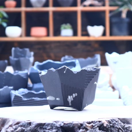 N/OH   澪標  盆栽鉢  SS  /  rich Black  (dripping White)   no.40453