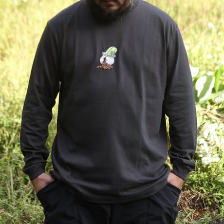 humanity×MENOSYAMA 【poorpatch T-shirt】long T-shirt / 珍宝閣 (墨色) 予約販売