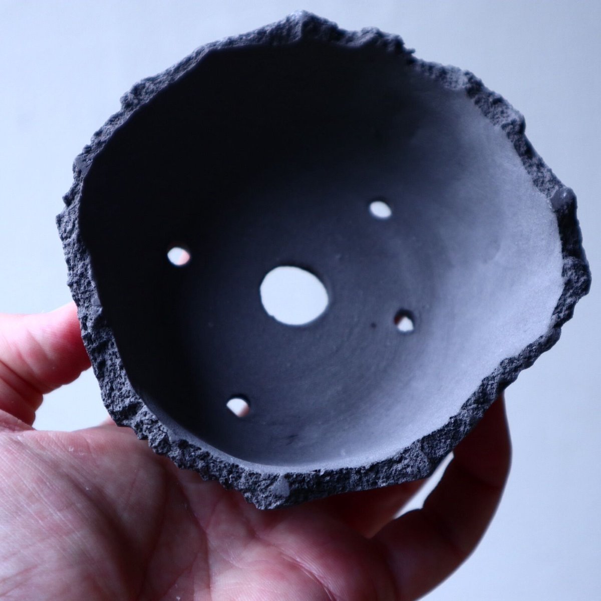 N/OH 澪標 盆栽鉢〝グレイ〟S no.120113 | 芽の巣山