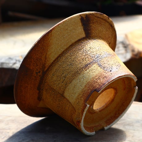 Masato  Akutsu 〝crack ocher″／humanity pot    no50823
