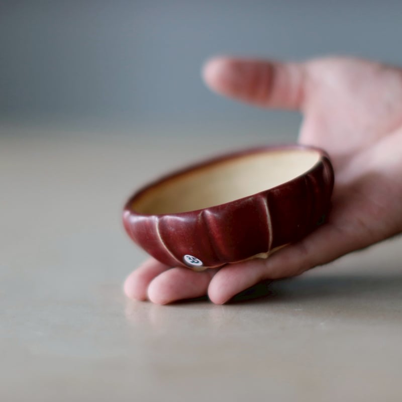 美功　盆栽鉢　鉢 堀江美功 緑釉丸陣笠三足鉢 2.5号(7cm) : 鉢や 暮路空 - 通販
