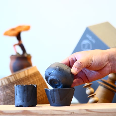 N/OH / コロ鉢 / RUNNY BLACK / 2号 / 3pieces Set (box付き)   no.121013