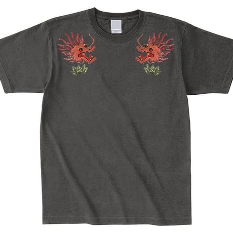 humanity×MENOSYAMA 【poorpatch T-shirt】DRAGON×AGAVE  T（CHACOAL / MENOSYAMA limited color）予約販売