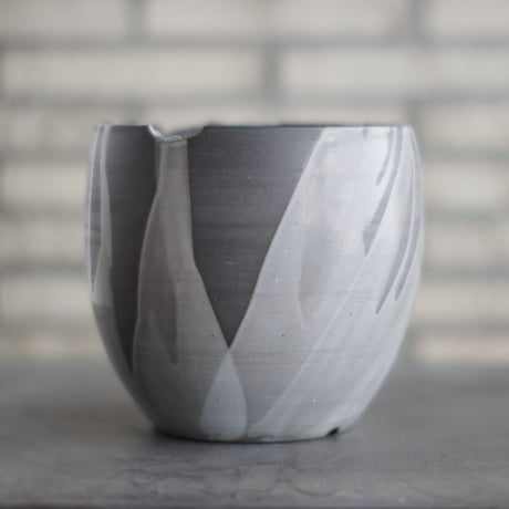 N/OH / コロ鉢 / RUNNY GREY ＋ Moon / L (6号)  no.1102-8
