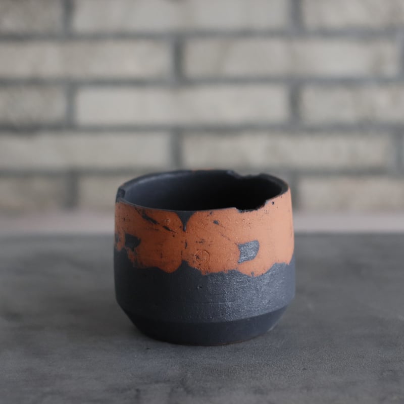 N/OH / コロ鉢-Strokes / Black × Persimmon / S (4号