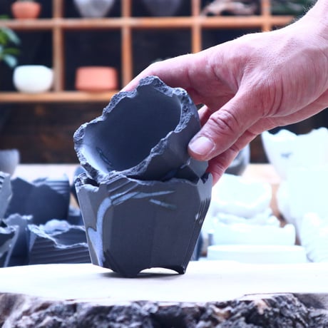 N/OH   澪標   盆栽鉢  XS  /  rich Black  (dripping Blue)   no.40455