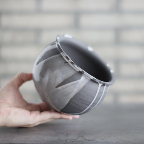 N/OH / コロ鉢 / RUNNY GREY ＋ Line / S (4.5号)  no.1102-30