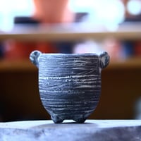 joint pot   安西桂   ×   安西岳郎   親子鉢〝土の子″  象嵌  S ミミツキ  no.1018-3