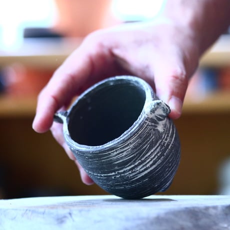 joint pot   安西桂   ×   安西岳郎   親子鉢〝土の子″  象嵌  S ミミツキ  no.1018-3