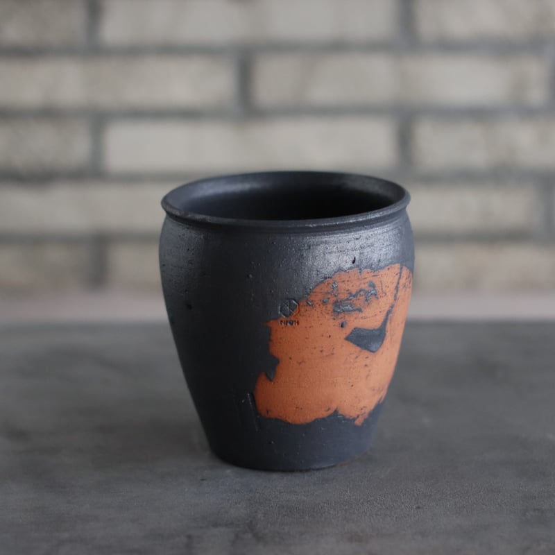 N/OH / コロ鉢-Strokes / Black × Persimmon / S (4号