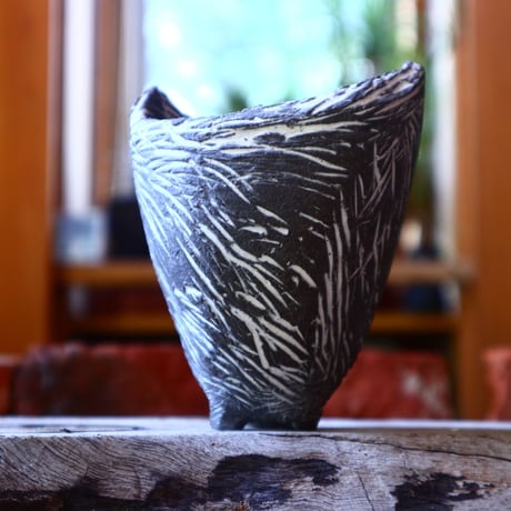 joint pot   安西桂   ×   安西岳郎   親子鉢〝土の子″  象嵌  M  no.82308