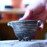 joint pot   安西桂   ×   安西岳郎   親子鉢〝土の子″  象嵌  S ミミツキ  no.1018-17