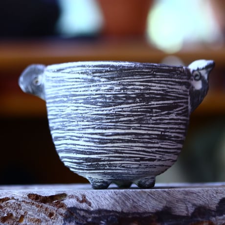 joint pot   安西桂   ×   安西岳郎   親子鉢〝土の子″  象嵌  M ミミツキ  no.82342