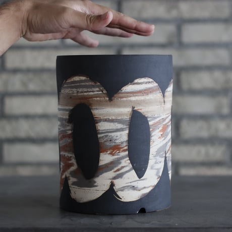 N/OH / コロ鉢 / MARBLE NOHBLE + Strokes / L (5号)  no.1025-4