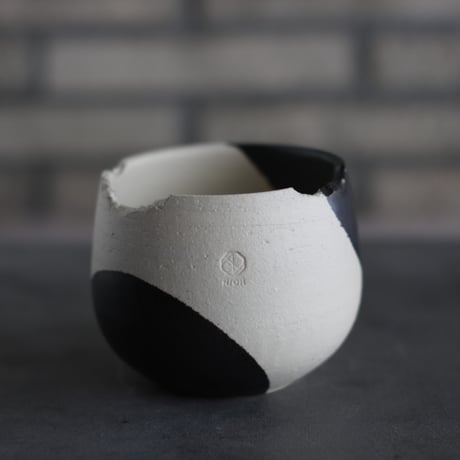 N/OH / コロ鉢-Tear Drop (ダブル) / White × Black / SS (3.5号)  no.503-222