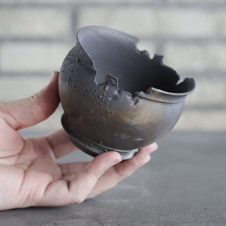 takero pot / mushikui / 炭化焼成 (3号)  no.531-101