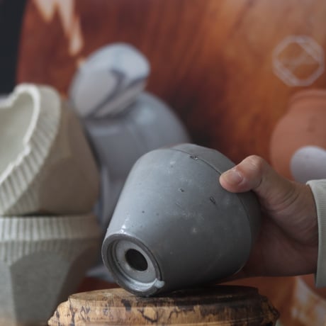 N/OH / コロ鉢 / Gray + Line / SS   no.1117-20