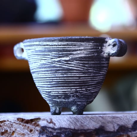 joint pot   安西桂   ×   安西岳郎   親子鉢〝土の子″  象嵌  M ミミツキ  no.82339