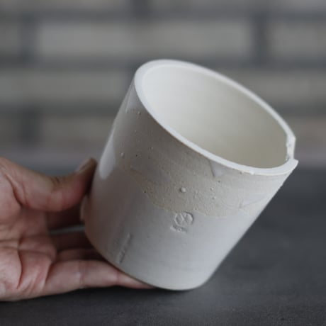 N/OH / コロ鉢-Strokes / White × White / SS (3.5号)   no.503-327