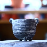 joint pot   安西桂   ×   安西岳郎   親子鉢〝土の子″  象嵌  S ミミツキ  no.1018-8