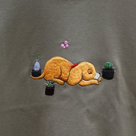 humanity×MENOSYAMA 【poorpatch T-shirt】PUPPYDOG (サンドカーキ)    予約販売